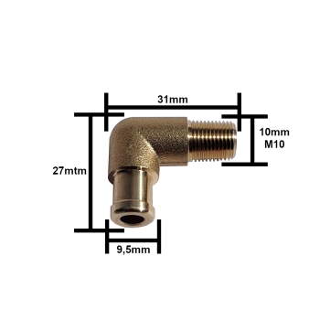 Kolanko podciśnienia do reduktora COBRA Ø9,5 / 1/8”-27 NPT / 90 st.